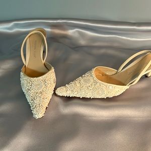 Martine Clay Beaded sling back 2 inch heel